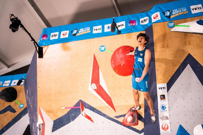 Yoshiyuki Ogata je zmagal na podlagi boljšega dosežka v polfinalu. | Foto: Daniel Gajda/IFSC