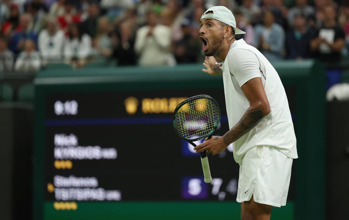 Nick Kyrgios | Nick Kyrgios je v soboto v Wimbledonu izločil četrtega nosilca Stefana Cicipasa, ki ga je mentalno povsem zlomil. | Foto Guliverimage