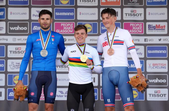 Filippo Ganna, Remco Evenepoel in Joshua Tarling. | Foto: Reuters