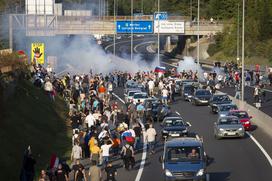 Protest nasprotnikov pogojev PCT v Ljubljani dne 29.9.2021