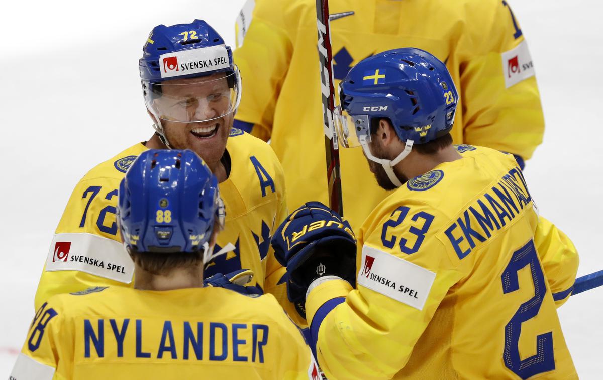 Švedska Norveška SP v hokeju 2019 | Švedi, ki lovijo tretji zaporedni naslov svetovnih prvakov, so danes zanesljivo opravili še z Avstrijci. | Foto Reuters