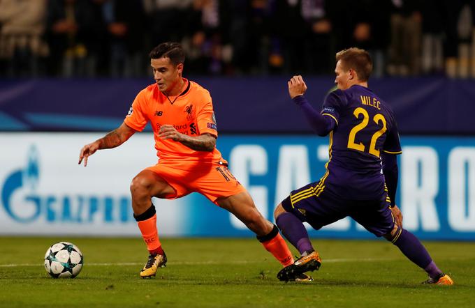 Brazilski zvezdnik Philippe Coutinho, za katerega je Barcelona poleti ponujaja Liverpoolu več kot 150 milijonov evrov, je bil v Ljudskem vrtu večkrat nerešljiva uganka za Mileca. | Foto: Reuters