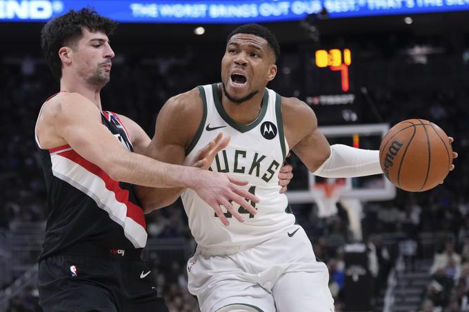 Giannis Antetokounmpo je v statistiko Milwaukee Bucks prispeval 31 točk in 11 skokov, a tudi to ni bilo dovolj za zmago proti Portland Trail Blazers. | Foto: Guliverimage