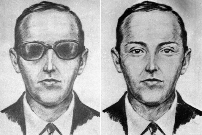 Skica zločinca z vzdevkom D. B. Cooper, ki ga je ameriška obveščevalna agencija FBI neuspešno iskala skoraj pol stoletja. | Foto: FBI