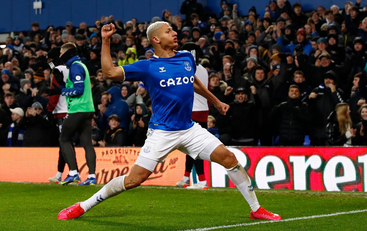 Richarlison Everton | Brazilski napadalec Evertona Richarlison je zadel trikrat, a je obveljal le tretji gol. | Foto Reuters