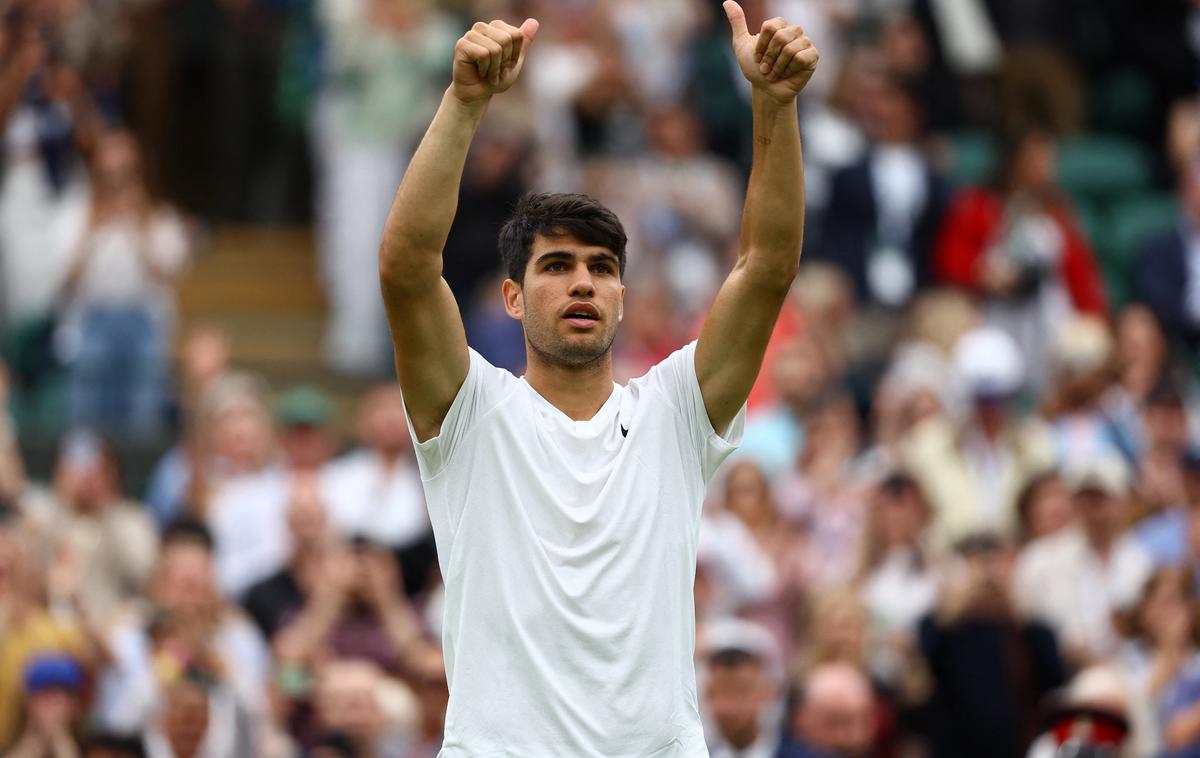 Wimbledon Carlos Alcaraz | Carlos Alcaraz. Njegov naslednji nasprotnik bo Američan Frances Tiafoe.. | Foto Reuters