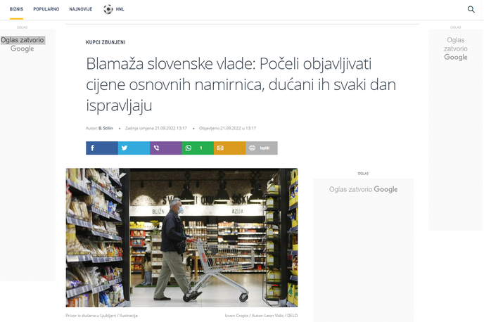 Tportal o blamaži slovenske vlade | Novica o "blamaži slovenske vlade", ki jo je objavil hrvaški Tportal. | Foto Posnetek zaslona / Tportal