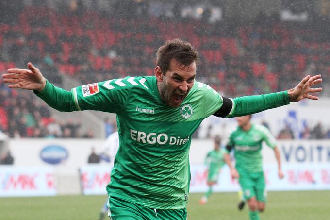 Greuther Fürth je bil njegov šesti klub v Nemčiji. Pri klubu z bogato preteklostjo, ki je bil pred drugo svetovno vojno tudi trikrat nemški prvak, je nosil tudi kapetanski trak. | Foto: Guliverimage/Vladimir Fedorenko