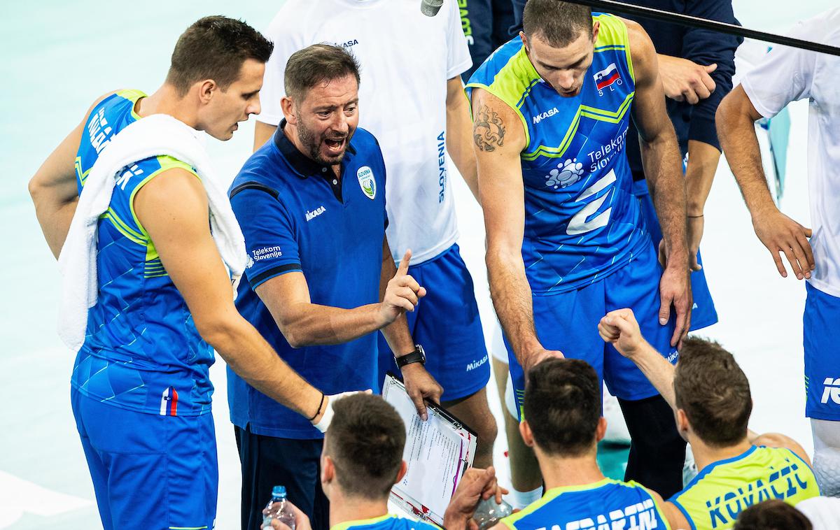 Slovenija Belorusija evropsko prvenstvo v odbojki | Alberto Giuliani je bil po uvodni zmagi vidno zadovoljen, a to je šele začetek. | Foto Grega Valančič/Sportida