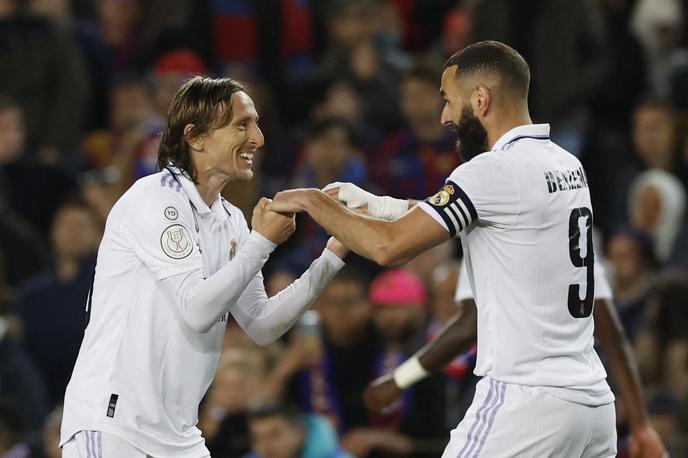 Real Madrid Luka Modrić Karim Benzema | Karim Benzema je za popoln preobrat v polfinalu pokala v drugem polčasu povratne tekme zabil tri gole. | Foto Reuters