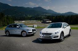 Peugeot 508 RXH in audi Q5 hybrid quattro v bitki za oprijem