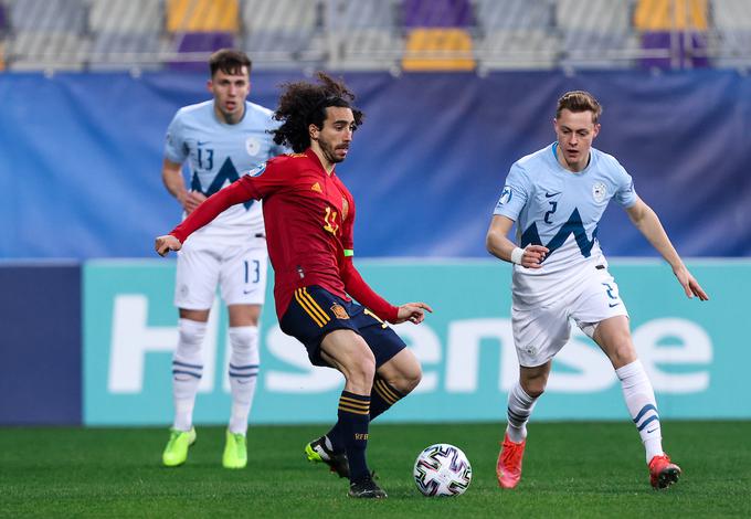 Nogometaš Getafeja Marc Cucurella je sodeloval pri uvodnih zadetkih Španije. | Foto: Vid Ponikvar