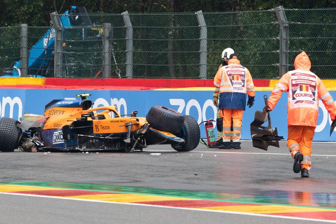 Lando Norris - Spa | Lando Norris je treščil v zaščitno ogrado. | Foto Guliverimage