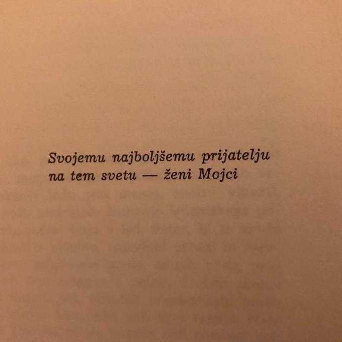 Posvetilo v knjigi Pot, ki ga je Zaplotnik namenil svoji ženi Mojci.  | Foto: 