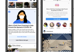 Facebook in (njegov) Instagram bosta opozarjala na nošenje mask