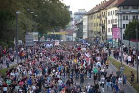 Protest nasprotnikov pogojev PCT v Ljubljani dne 29.9.2021