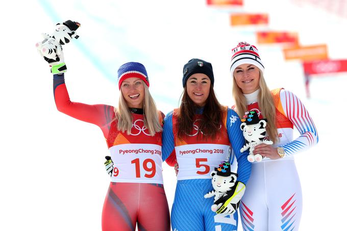 Smukaška trojka - Norvežanka Ragnhild Mowinckel, Italijanka Sofia Goggia in Američanka Lindsey Vonn | Foto: Getty Images