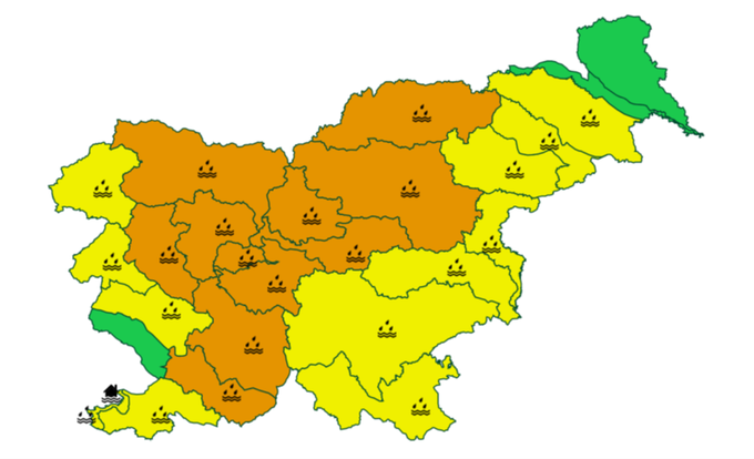 Napoved visokovodnih razmer za 28. avgust | Foto: Arso
