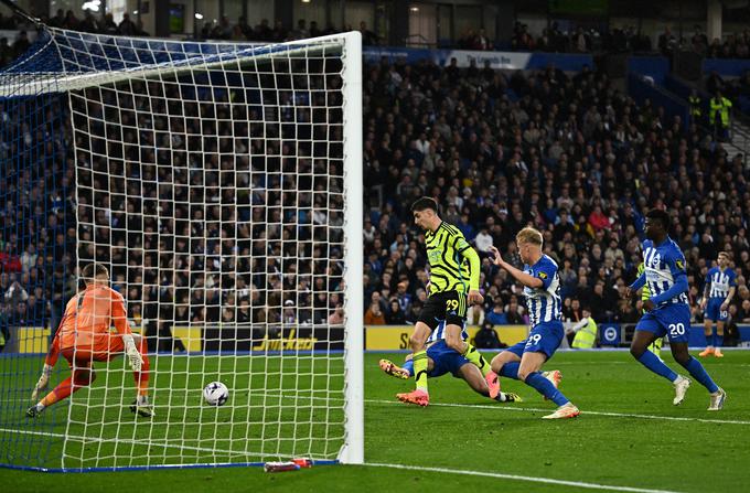  Kai Havertz je v drugem polčasu podvojil vodstvo Arsenala. Končni izid v Brightonu je bil 3:0. | Foto: Reuters