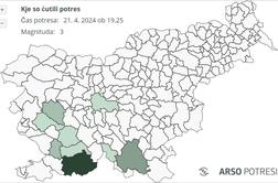 Potresni sunek v bližini Reke