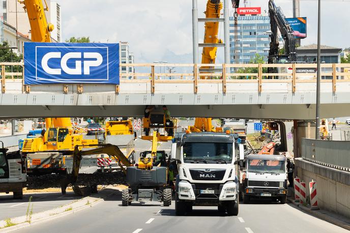 železniški nadvoz, Dunajska cesta v Ljubljani | Dunajska cesta bo med 27. junijem in 1. julijem popolnoma zaprta pri podvozu pod železniško progo. | Foto Bor Slana/STA