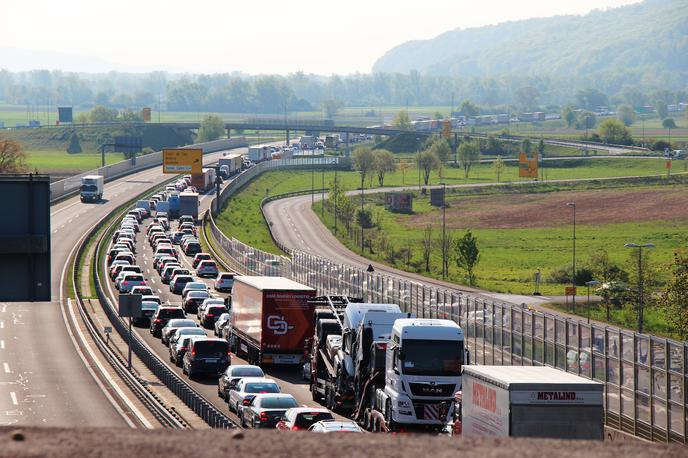 Kolona, zastoj, ceste, promet | Foto Občina Brežice