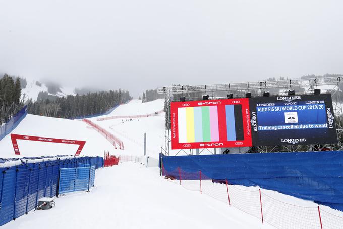 Vreme je organizatorjem tekme v Beaver Creeku preprečilo izvedbo četrtkovega moškega treninga. | Foto: Getty Images