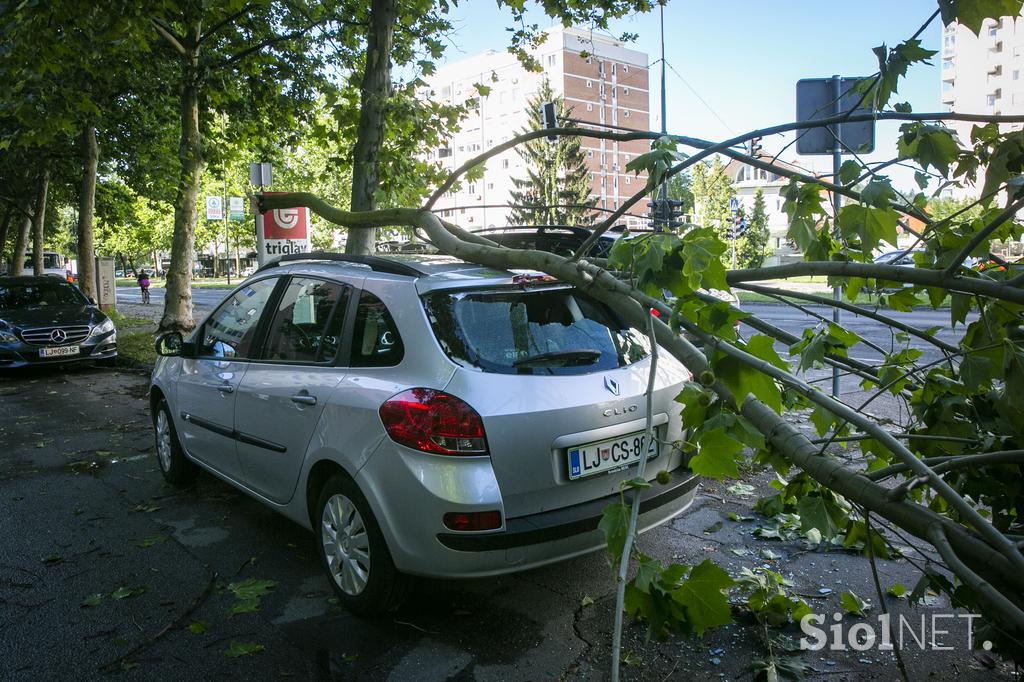 Posledice nočnega neurja v Ljubljani.