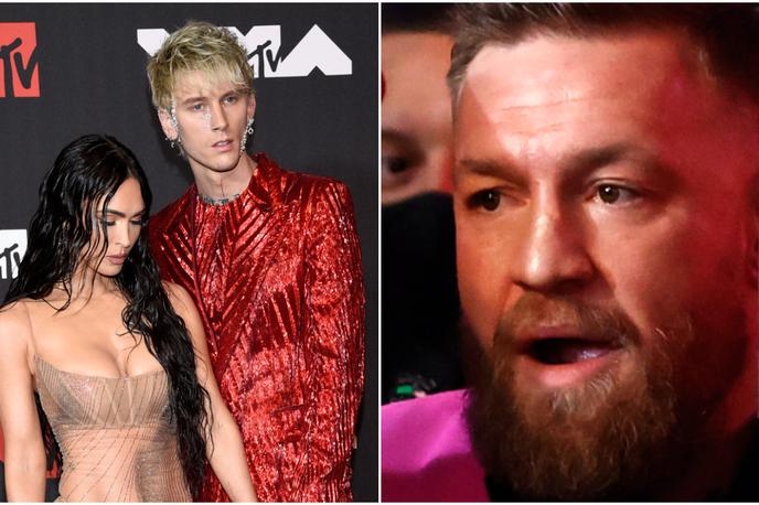 Megan Fox, MGK, Conor McGregor | Igralka Megan Fox, glasbenik Machine Gun Kelly in borec Conor McGregor so bili vpleteni v incident na rdeči preprogi ob podelitvi nagrad VMA. | Foto Guliverimage/AP/Reuters