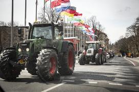 Protestni shod Sindikata kmetov Slovenije. Traktor, kmet, protest.