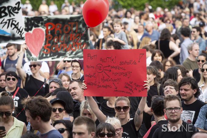 Fotografija je s protesta Brez strahu. Proti politiki sovraštva, ki ga je 31. maja organizirala civilna družba. | Foto: 