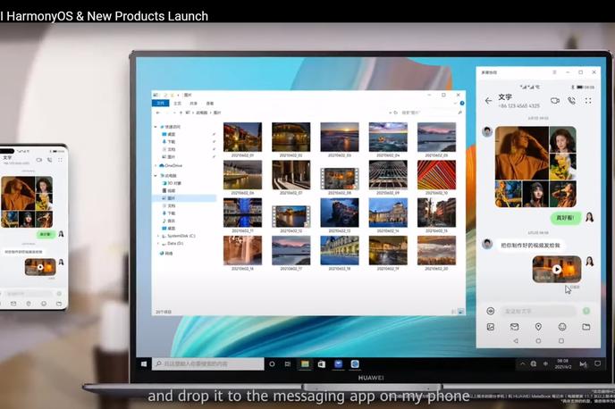 HarmonyOS 2 | Huawei kot poglavitno prednost svojega novega mobilnega operacijskega sistema Harmony OS 2 navaja preprosto povezovanje in sodelovanje z drugimi napravami, ki uporabljajo isti operacijski sistem. | Foto S. C. (zajem zaslona)