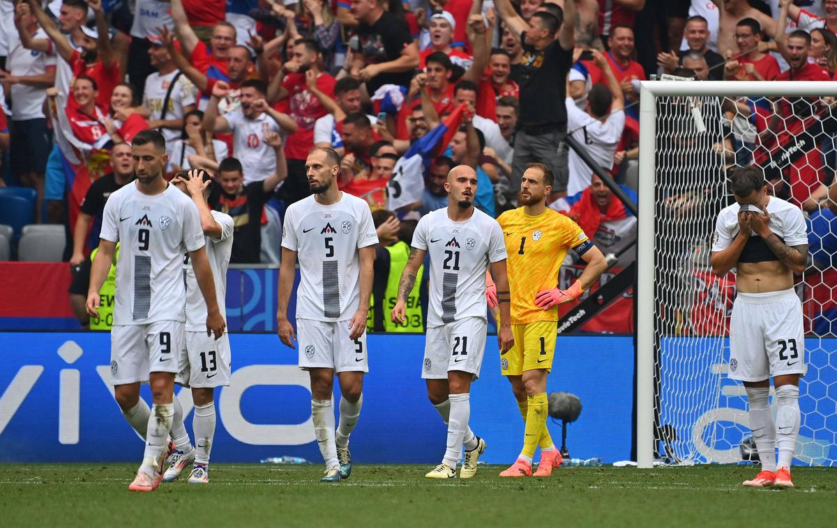 Euro 2024 München Slovenija Srbija Jan Oblak | Jan Oblak in soigralci so bili šokirani po prjetem golu v 95. minuti tekme s Srbijo. | Foto Guliverimage