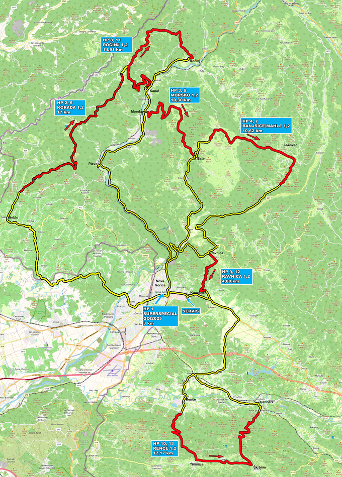 Zemljevid trase 12. izvedbe novogoriškega relija. | Foto: 