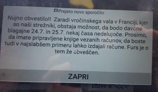 Zaradi vročinskega vala v Franciji nedelujoče davčne blagajne v Sloveniji