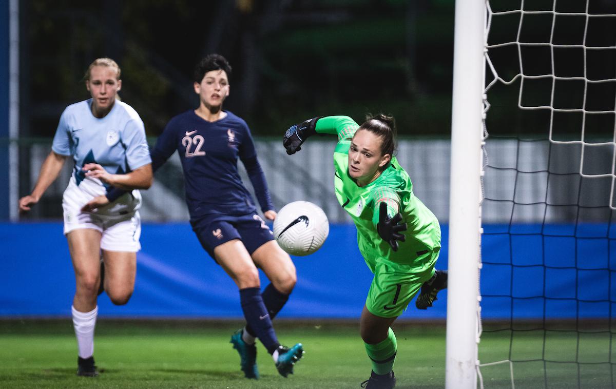 kvalifikacije SP ženska nogometna reprezentanca Francija | Slovenske nogometašice so s favorizirano Francijo izgubile z 2:3. Francozinje so zmagoviti zadetek dosegle v sodnikovem dodatku. | Foto Blaž Weindorfer/Sportida