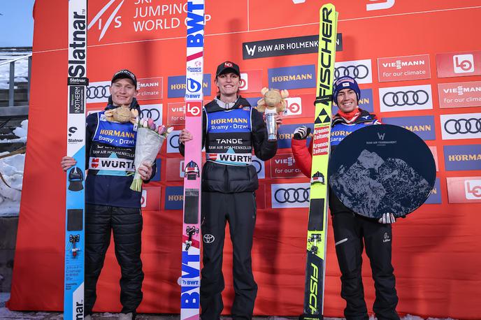 Anže Lanišek, raw air Holmenkollen | Anže Lanišek je na zadnji tekmi norveške turneje zasedel drugo mesto. Čustvene zmage se je veselil Norvežan Daniel Andre Tande, tretjega mesta in skupne zmage na turneji Raw Air pa Avstrijec Stefan Kraft. | Foto Sportida