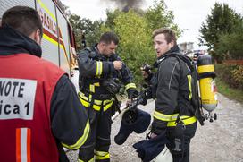 Požar v Stegnah v Ljubljani.