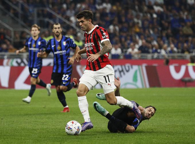 Christian Pulisic je že v 10. minuti zadel za vodstvo AC Milana. Na koncu so zmagali z 2:1. | Foto: Reuters