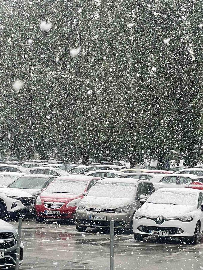 V Celju se sneg že oprijema hladnih površin in cestišč. | Foto: Bralec