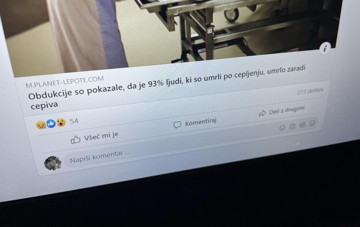 Planet Lepote | Prispevek portala Planet Lepote se v zadnjih dveh dneh hitro deli med slovenskimi uporabniki družbenega omrežja Facebook. Pretežno ga je mogoče opaziti v skupnostih, ki nasprotujejo cepljenju proti bolezni covid-19, nas pa je na njegov obstoj sicer opozorila bralka. Naslov in vsebina prispevka sta jo, ker je cepljena proti bolezni covid-19, namreč prestrašila. | Foto Matic Tomšič