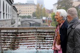 Christine Lagarde na obisku ljubljanske tržnice