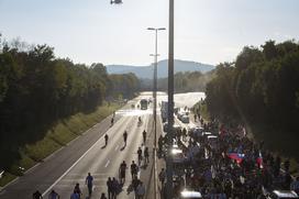 Protest nasprotnikov pogojev PCT v Ljubljani dne 29.9.2021