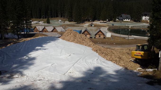 Takole na Pokljuki čez poletje shranijo sneg s prejšnje zime. Od približno deset tisoč kubikov se je ohranilo šest tisoč kubikov snega. | Foto: 