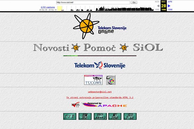 Na vrhu spletne strani Wayback Machine je polje, kamor vpišemo domeno spletne strani, po katere zgodovini želimo brskati (v našem primeru je to siol.net). Wayback Machine nam nato pokaže koledar, na katerem so z modro označeni vsi datumi, na katere je bila ustvarjena varnostna kopija izbrane spletne strani. Klik na pomodreli datum nam pokaže, kakšna je bila spletna stran videti na tisti dan.  | Foto: Matic Tomšič