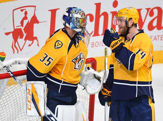 Pekka Rinne je zaustavil vse poskuse Anahiema, Nashville je slavil s 5:0. | Foto: Reuters