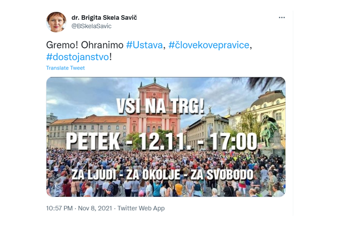 Brigita Skela Savič | Foto Twitter / Posnetek zaslona