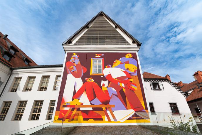 Mestni muzej Ljubljana mural | Nova stenska poslikava na Mestnem muzeju Ljubljana | Foto Blaž Gutman