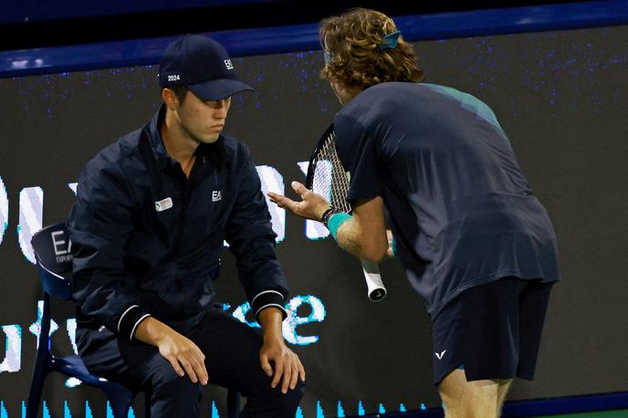 Andrej Rubljov | Andrej Rubljov bo po diskvalifikaciji na turnirju serije ATP v Dubaju vendarle prejel denarno nagrado in točke za računalniško lestvico. | Foto Reuters