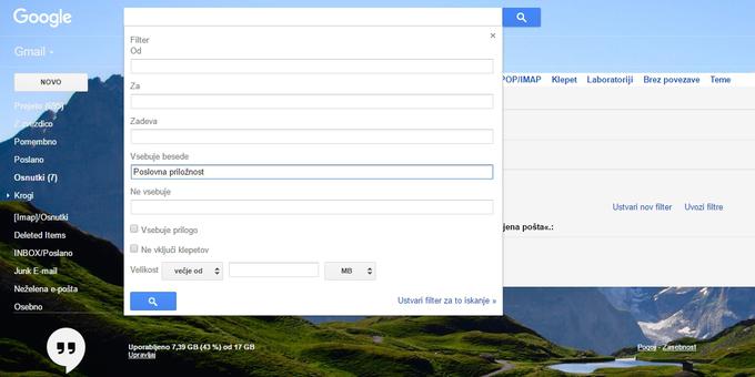 Določite kriterije (e-poštni naslov, ključne besede), ki jih bo filter prepoznal in ustrezno obdelal dohodna elektronska sporočila, ki jim bodo ustrezala.  | Foto: Matic Tomšič